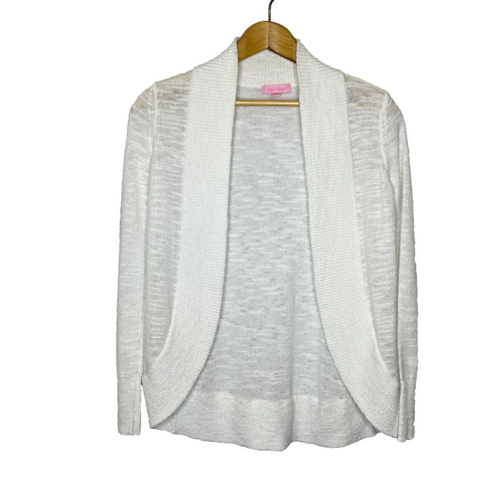 Women's XS Lilly Pulitzer White Open Knit Viscose Blend Cardigan Sweater